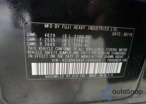 2015 Subaru Legacy 3.6R Limited из США, поврежденный, VIN 4S3BNEN68F3049099